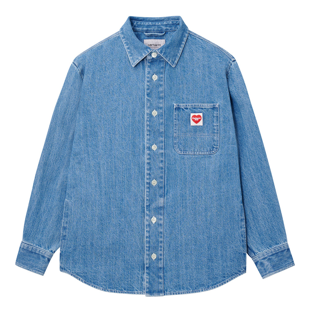 Carhartt WIP Nash L/S Shirt Blue (stone washed) - Main Image