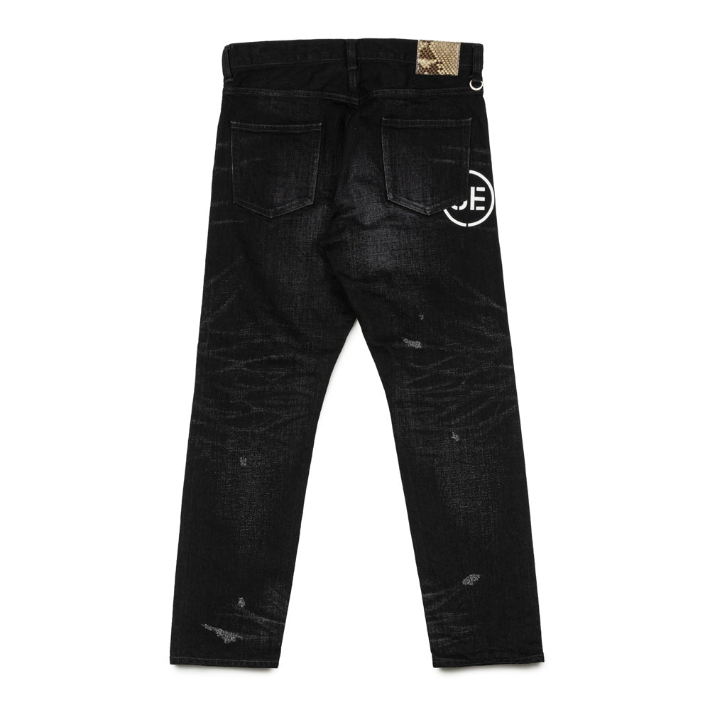 uniform experiment Damaged Denim Tapered Pants | Black – CROSSOVER