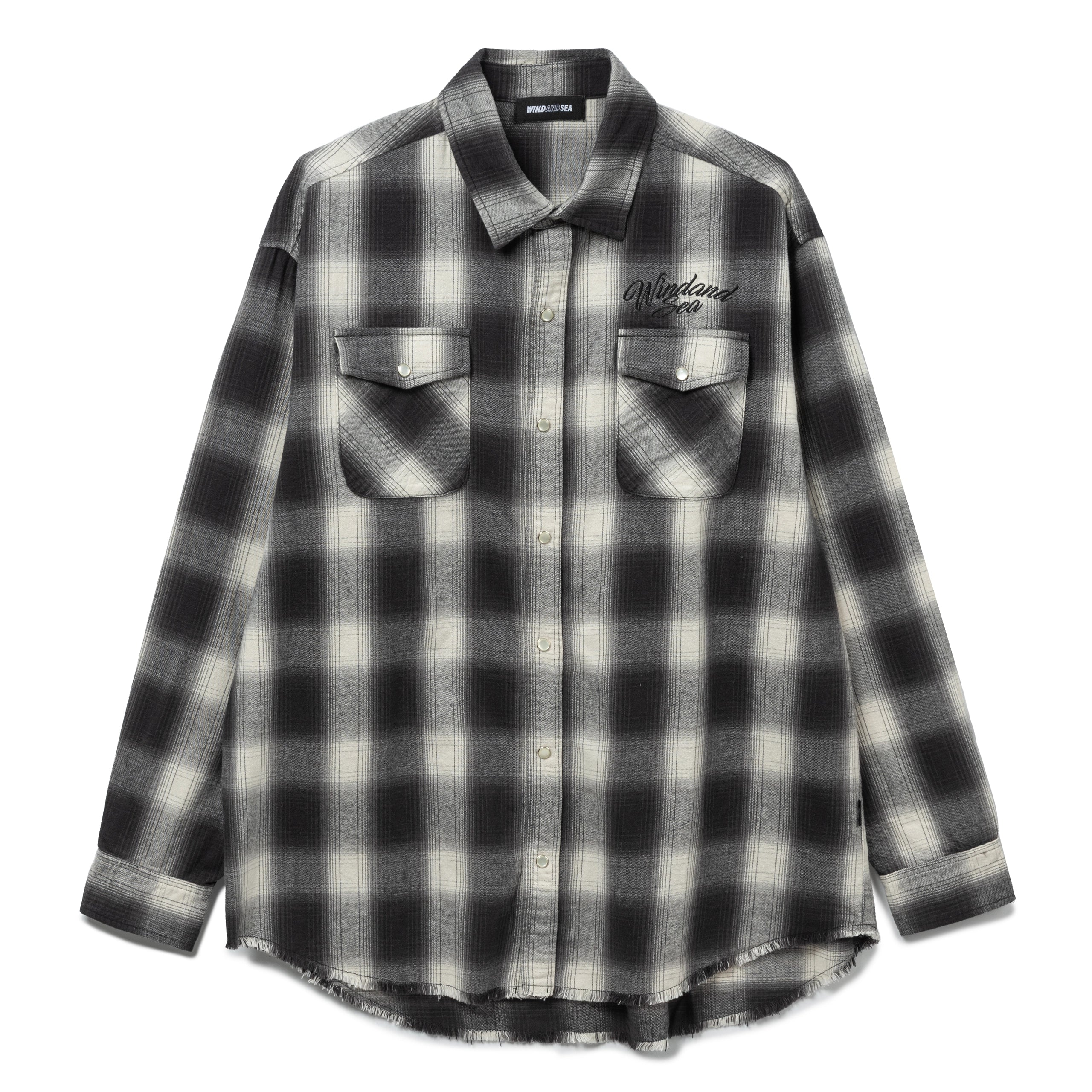 【WIND AND SEA】ZIP FLANNEL SHIRTS BLACK FringeFlannelPlaidShirtBlack_1