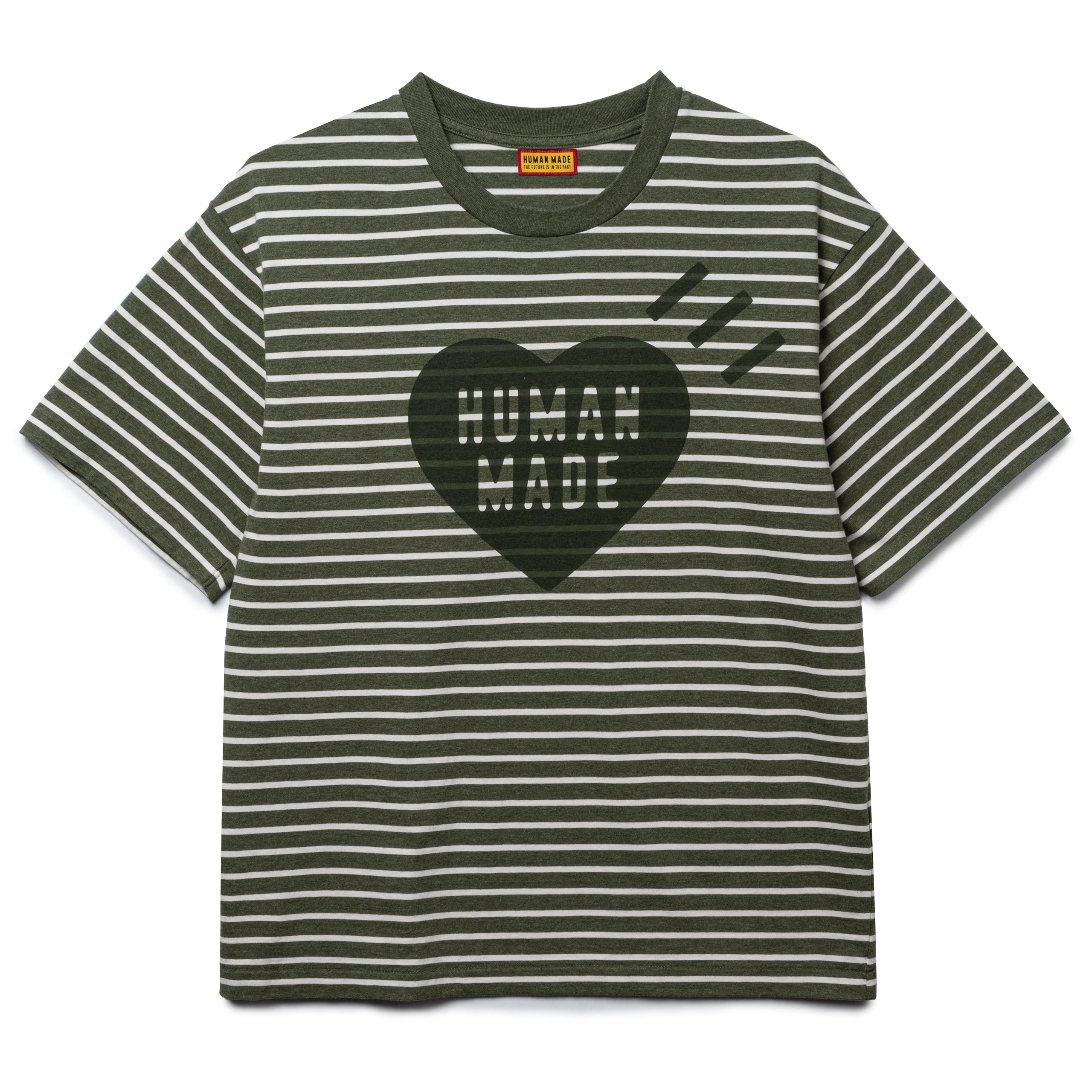Human Made Heart Striped Tee | Olive