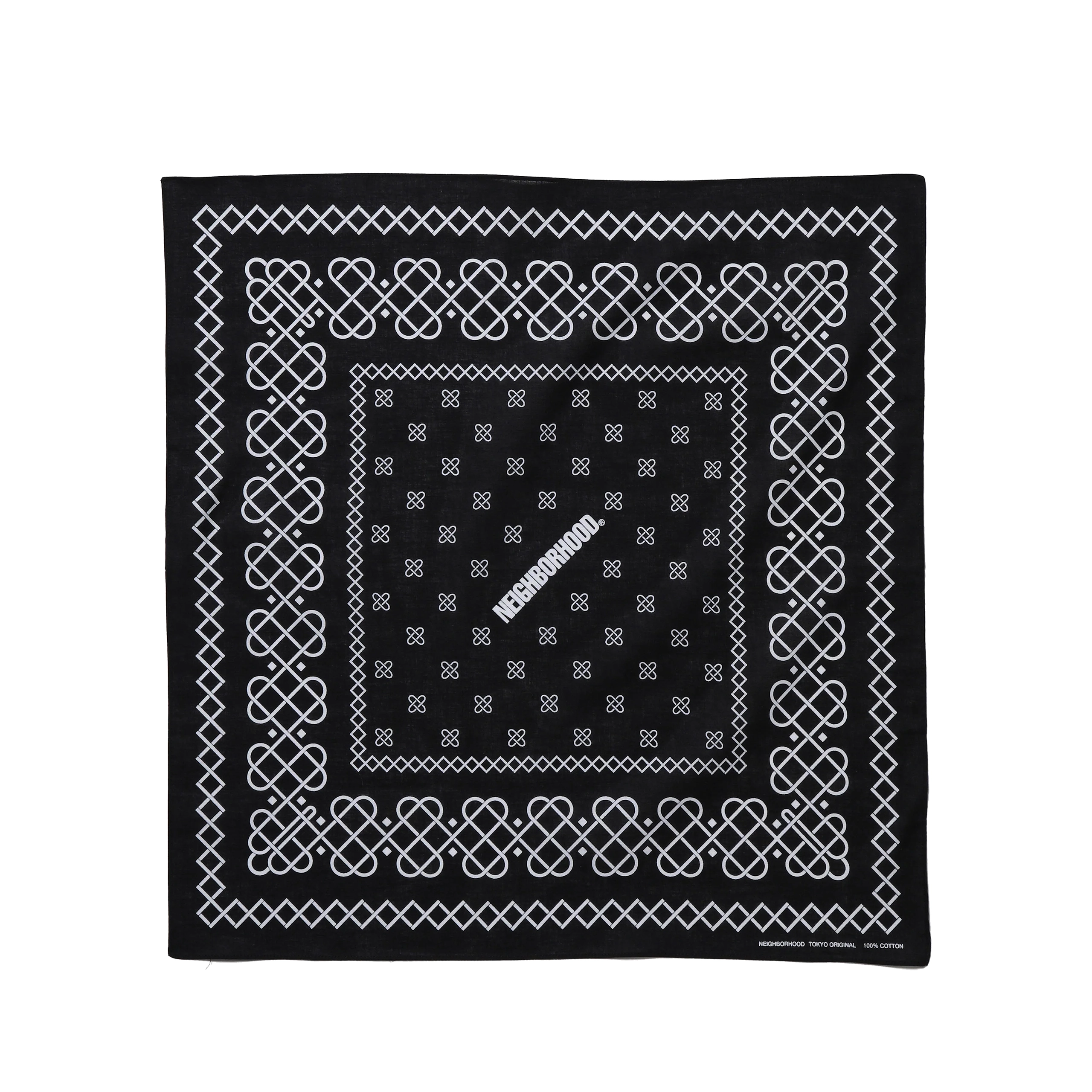新品 NEIGHBORHOOD BANDANA / C-ST Black L Neighborhood Line Pattern Bandana | Black
