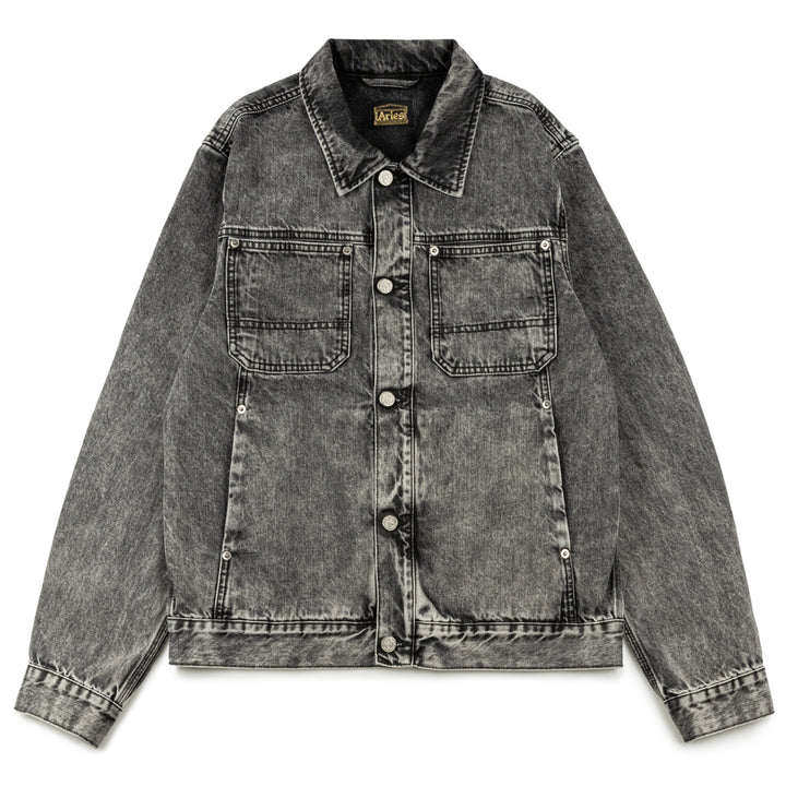 Acid Wash Denim Work Jacket | Black