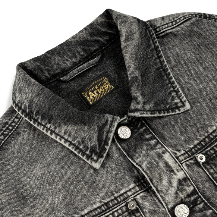 Acid Wash Denim Work Jacket | Black