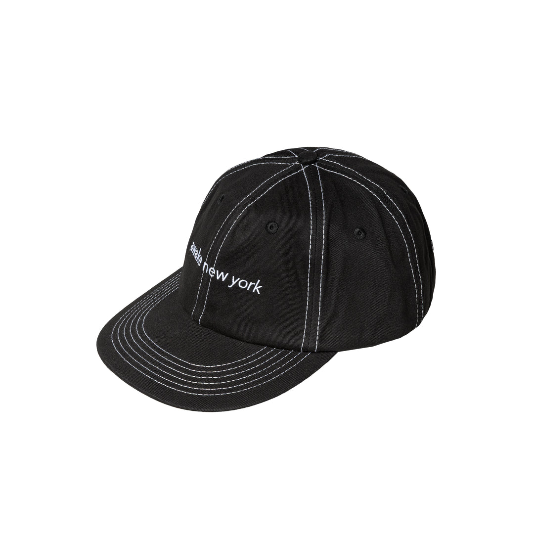 Contrast Stitch 6 Panel Hat | Black