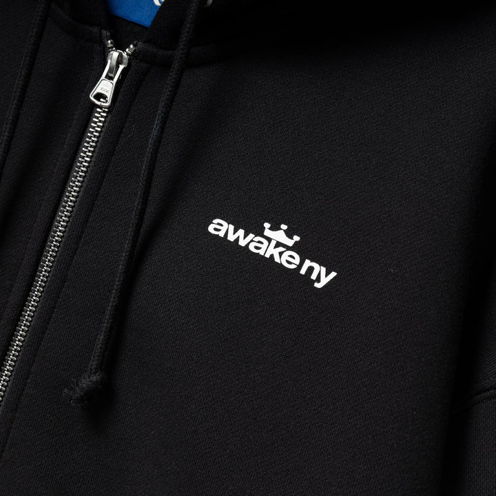 Crown Logo Full Zip Hoodie | Black
