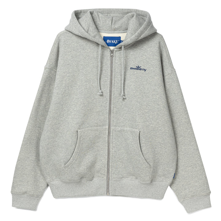 Crown Logo Full Zip Hoodie | Grey