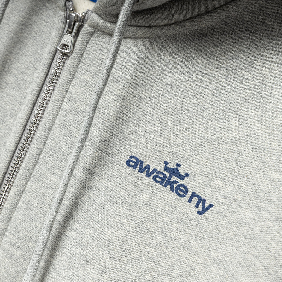Crown Logo Full Zip Hoodie | Grey