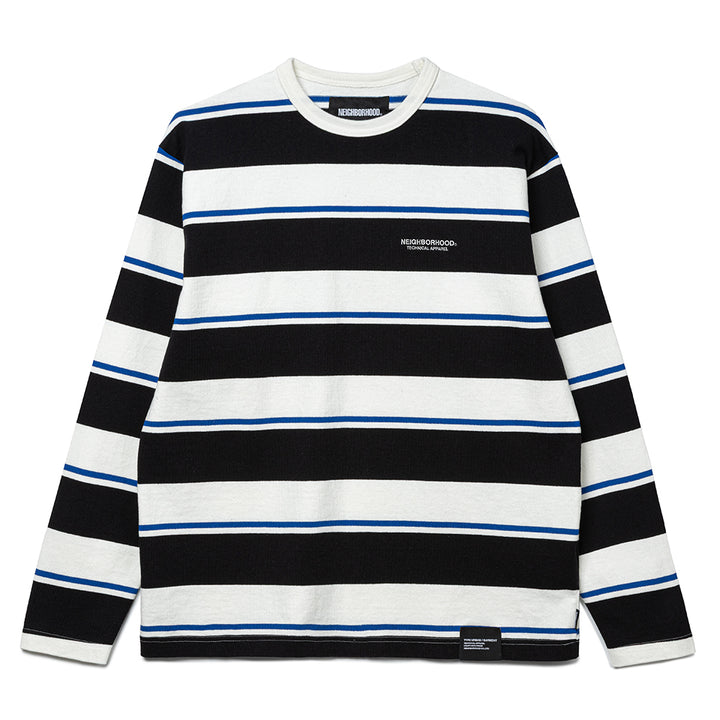 Border L/S Crew Neck | White