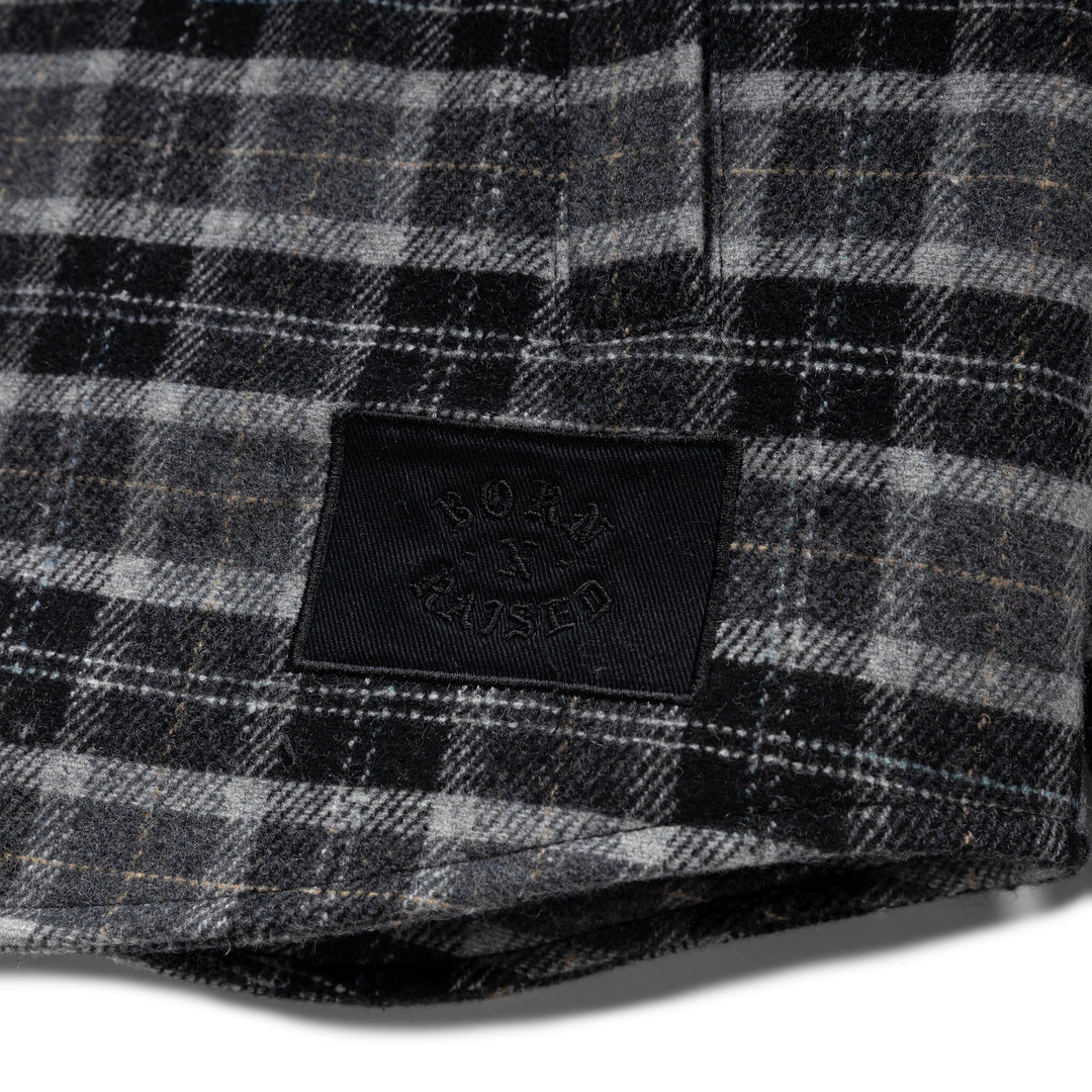 Embroidered Flannel Shirt Jacket | Grey Black