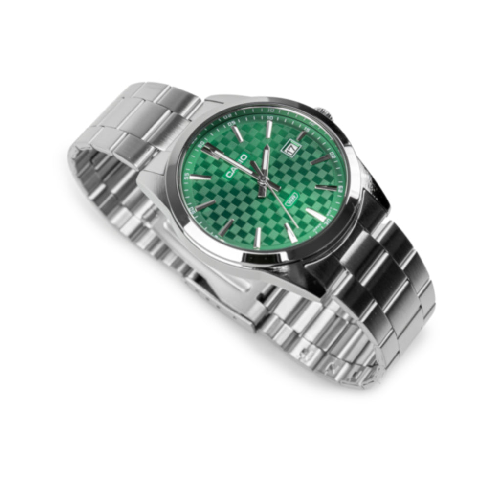 CASIO Standard MTP-VD03D-3A1 | Silver Dark Green