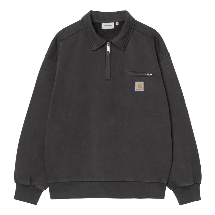 Half Zip Detroit Sweat | Black (Stone washed)