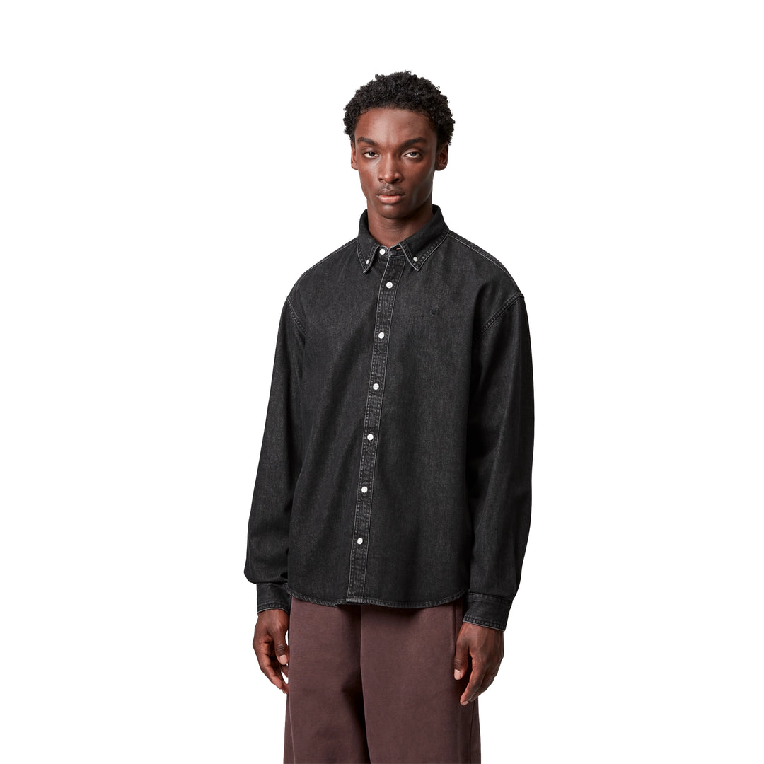 Lucas L/S Shirt | Black Stone Washed