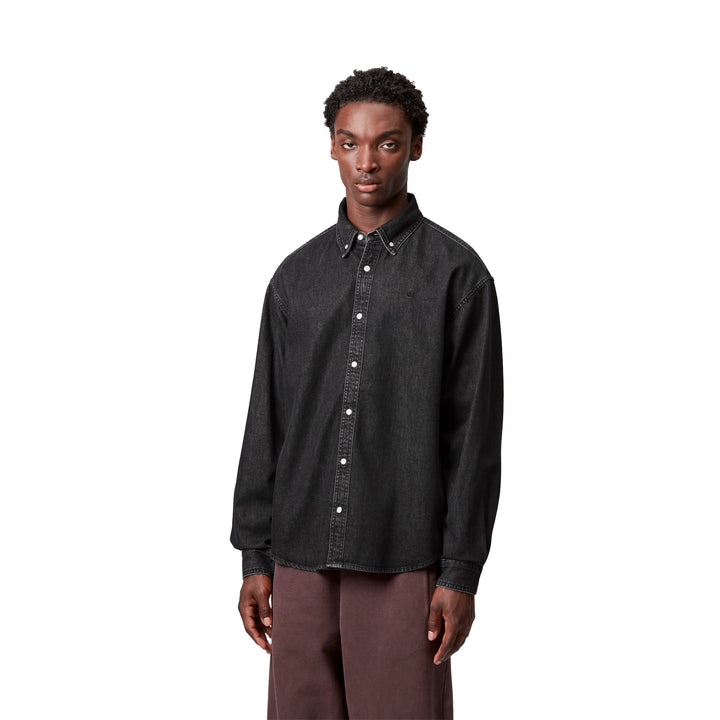 Lucas L/S Shirt | Black Stone Washed