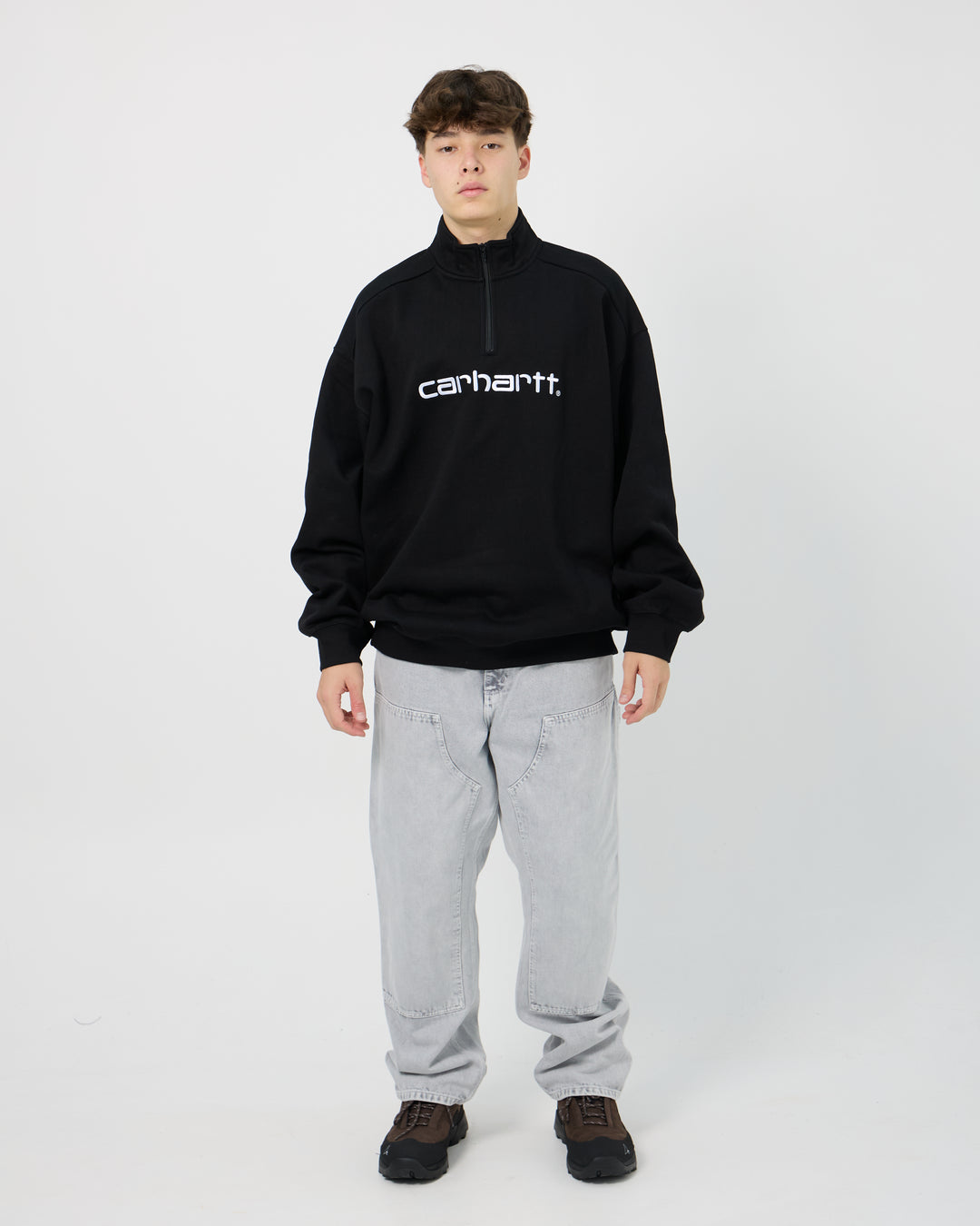Script Half Zip Sweatshirt | Black White