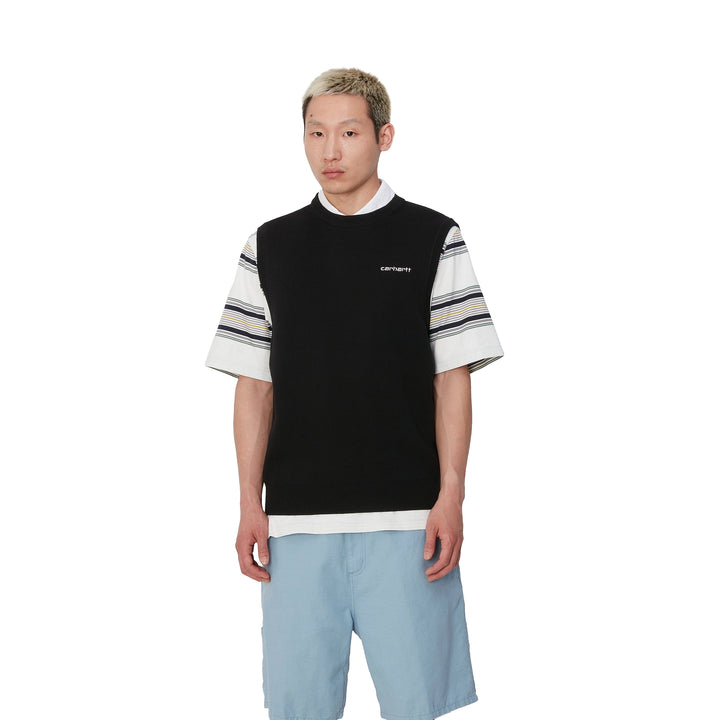 Script Vest Sweater | Black