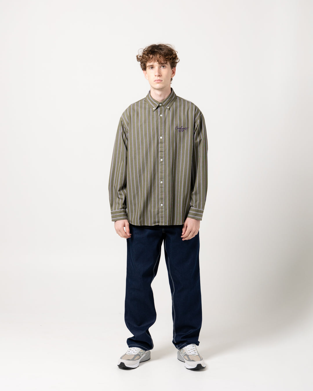 Signature L/S Shirt | Betz Stripe Office Green