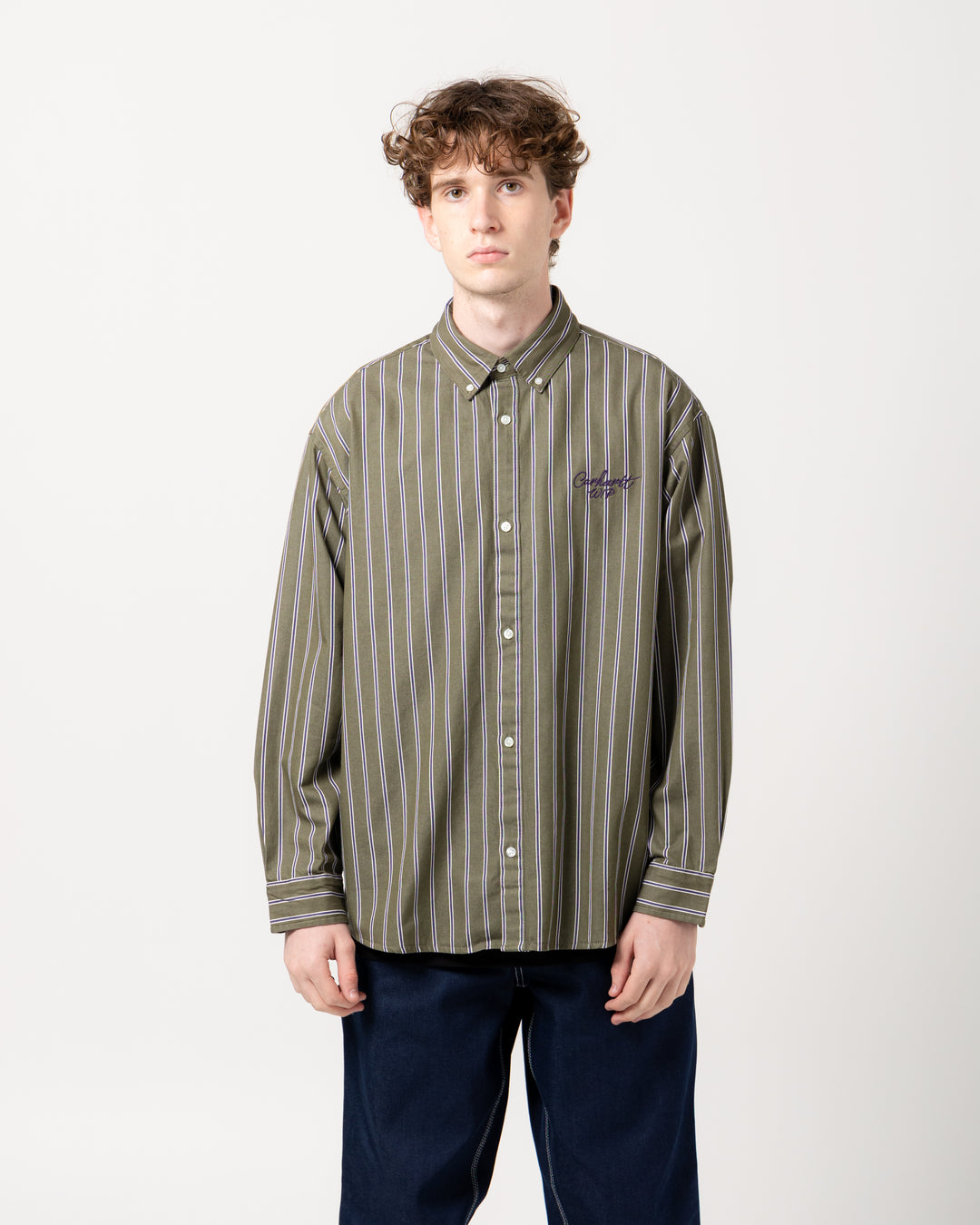 Signature L/S Shirt | Betz Stripe Office Green