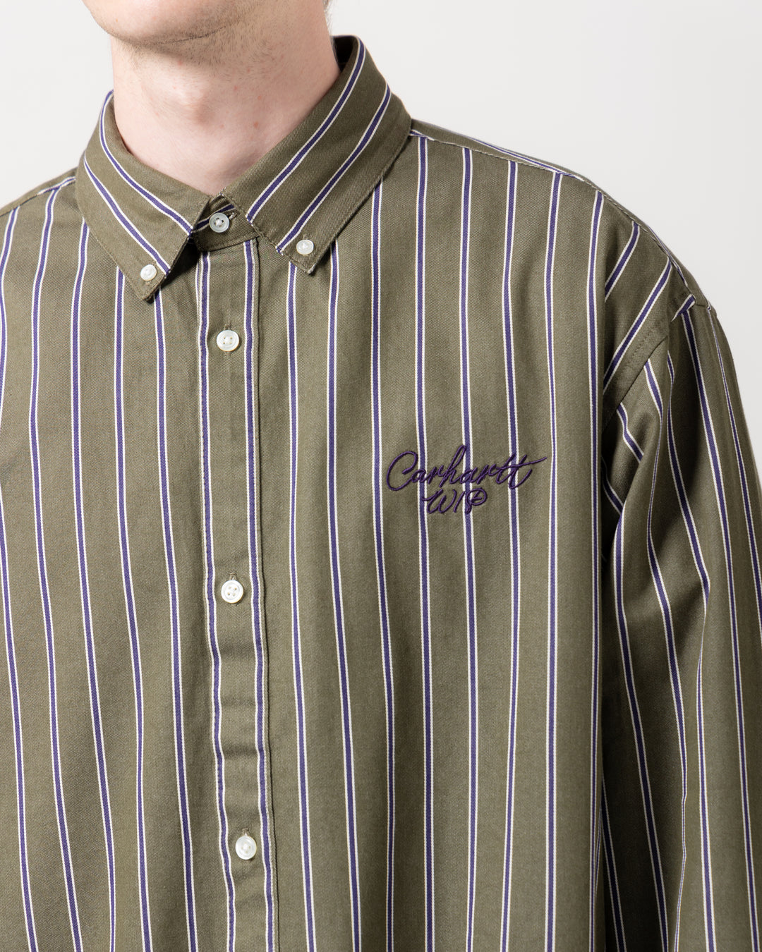 Signature L/S Shirt | Betz Stripe Office Green