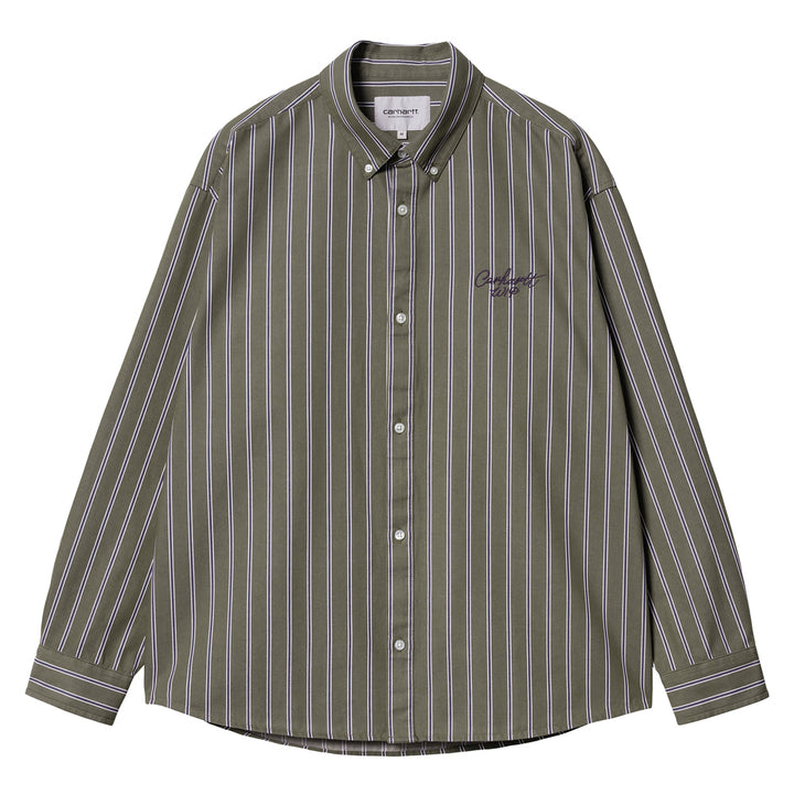 Signature L/S Shirt | Betz Stripe Office Green