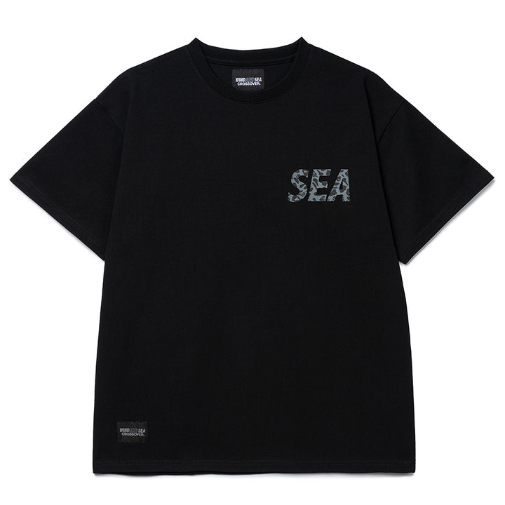 Crossover x Wind and Sea Gray Leopard Logo Tee | Black