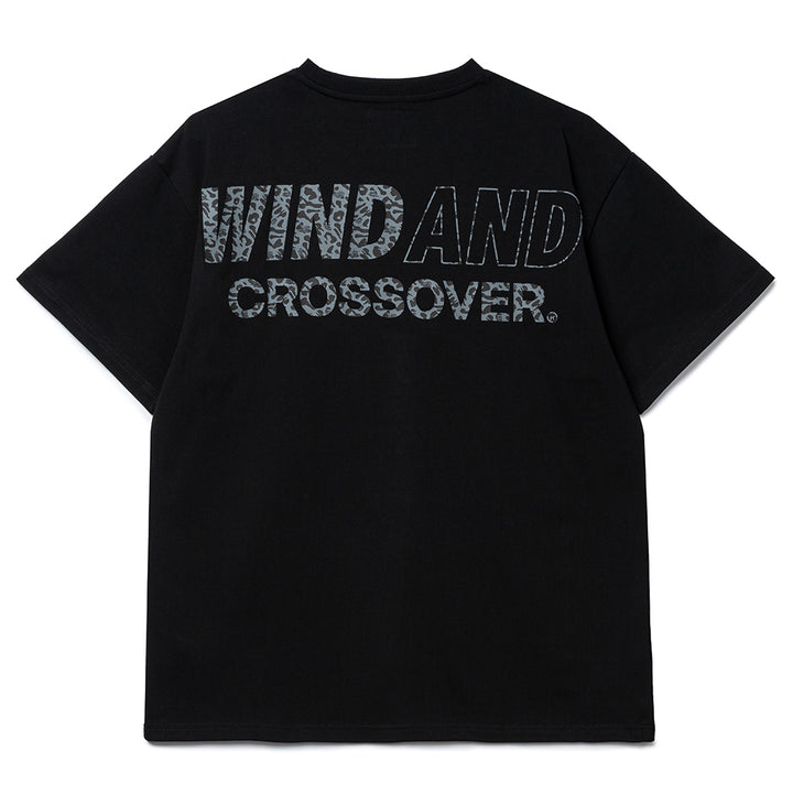 Crossover x Wind and Sea Gray Leopard Logo Tee | Black