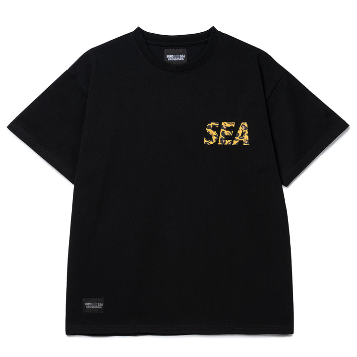 Crossover x Wind and Sea Leopard Logo Tee | Black