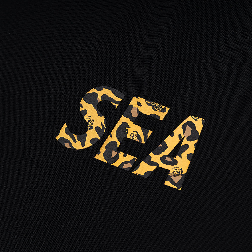Crossover x Wind and Sea Leopard Logo Tee | Black