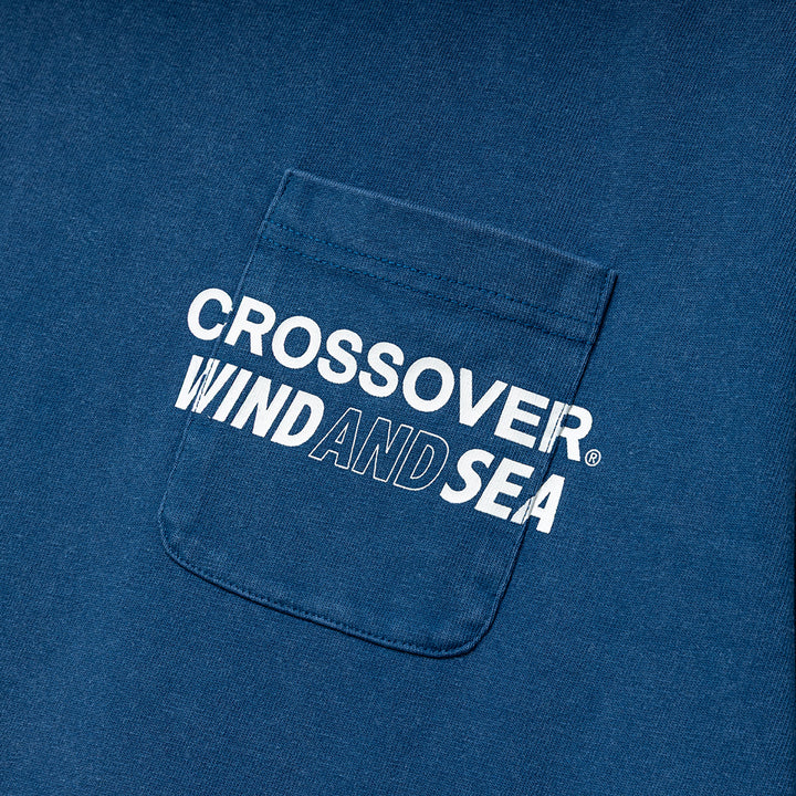 Crossover x Wind and Sea Pigment Pocket Tee | Navy