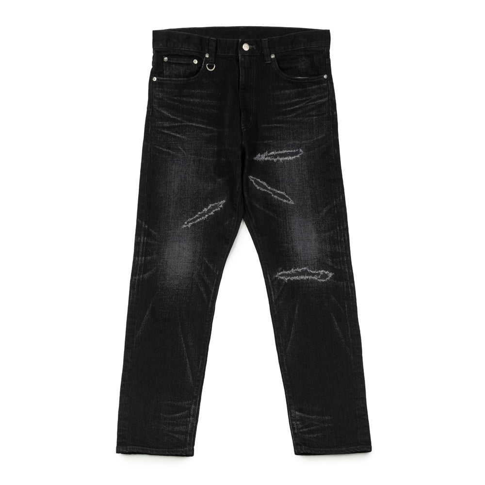 uniform experiment Damaged Denim Tapered Pants | Black – CROSSOVER