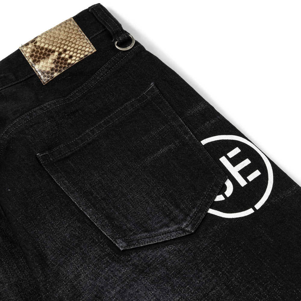 uniform experiment Damaged Denim Tapered Pants | Black – CROSSOVER