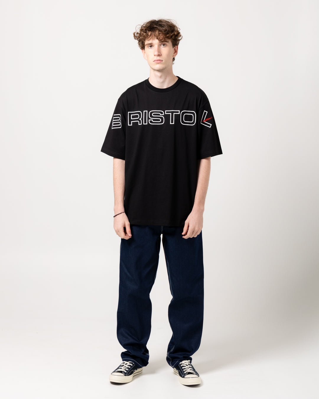 Around Logo Baggy Tee | Black