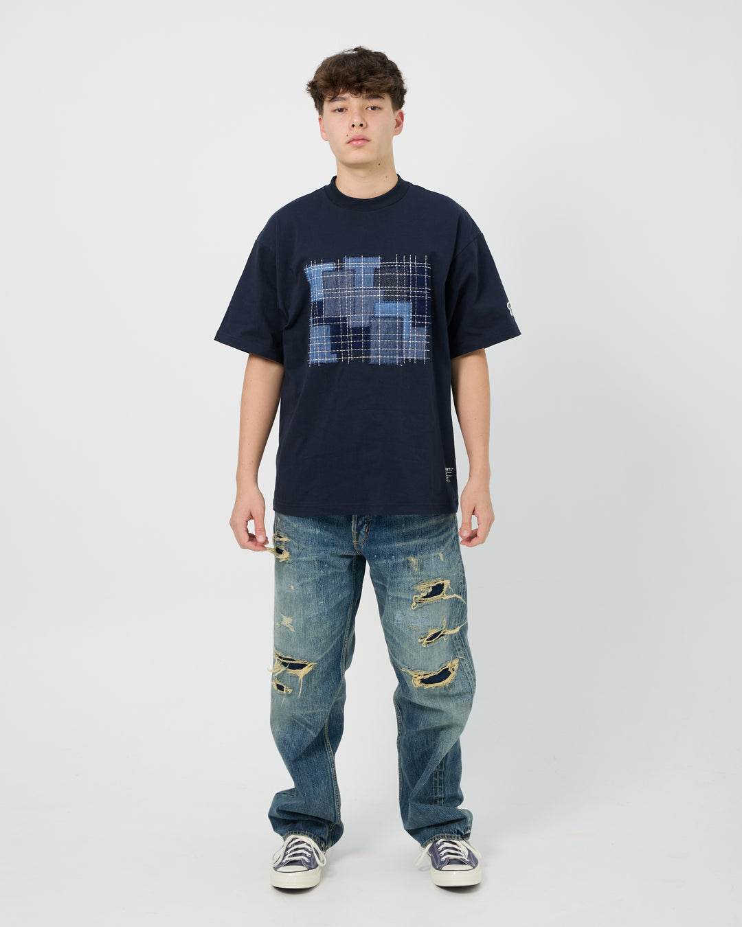 Boro Embroidered Tee | Navy