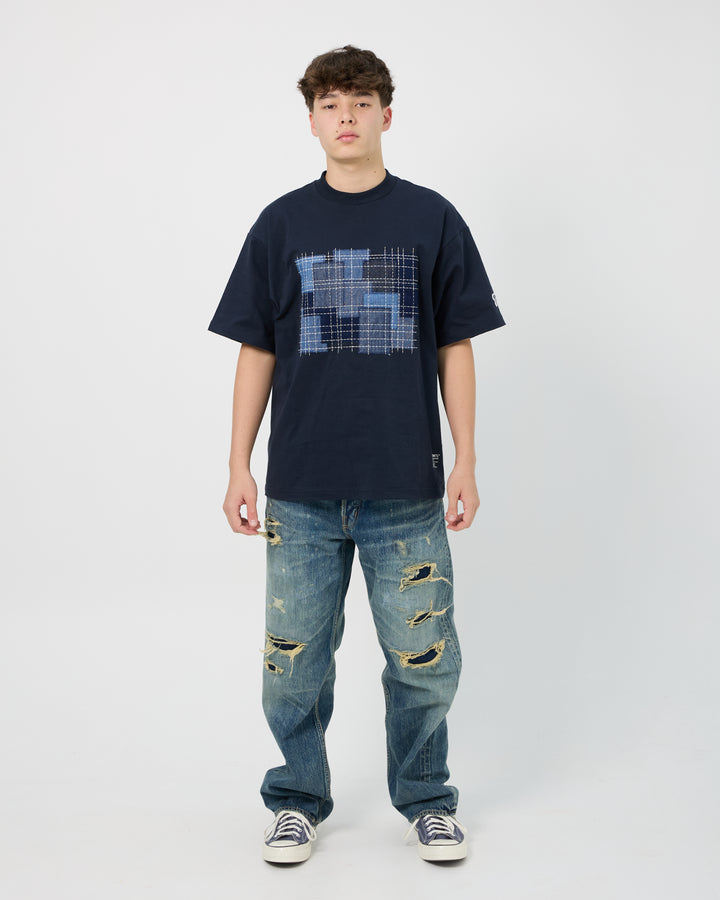 Boro Embroidered Tee | Navy