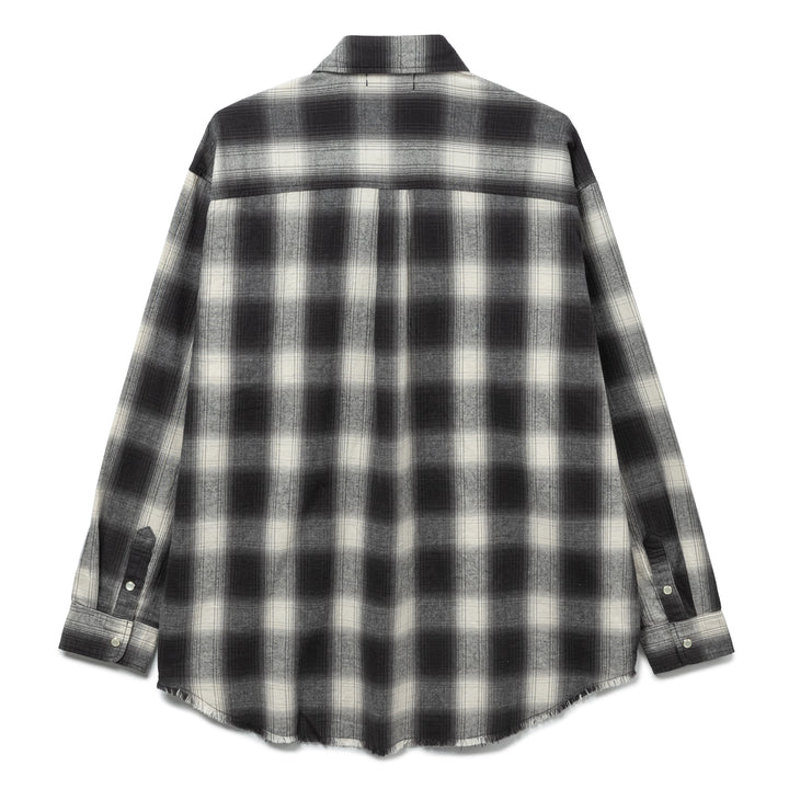 Fringe Flannel Plaid Shirt | Black