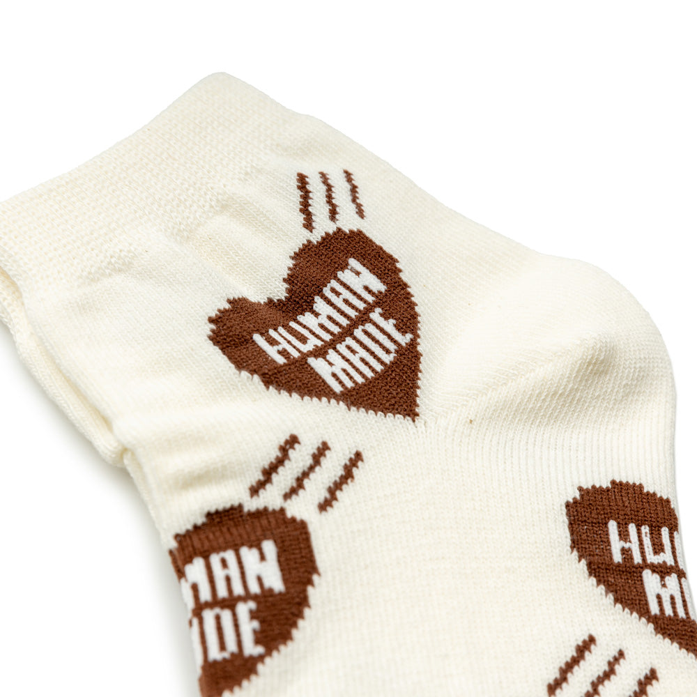 Heart Pattern Short Socks | Brown