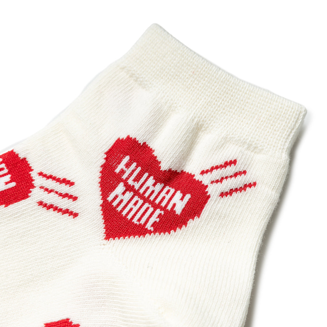 Heart Short Socks | White