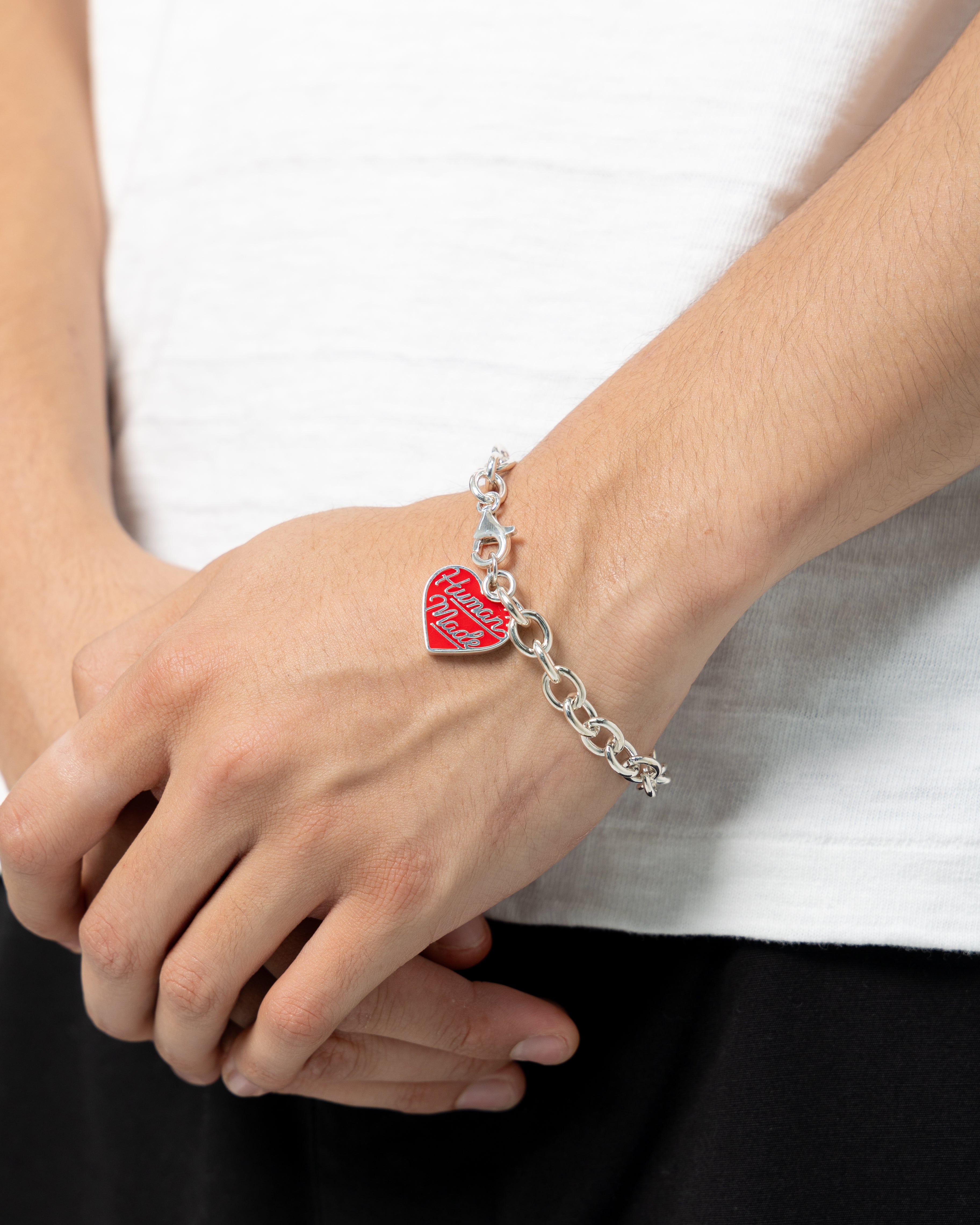 Human Made Heart Silver Bracelet | Red