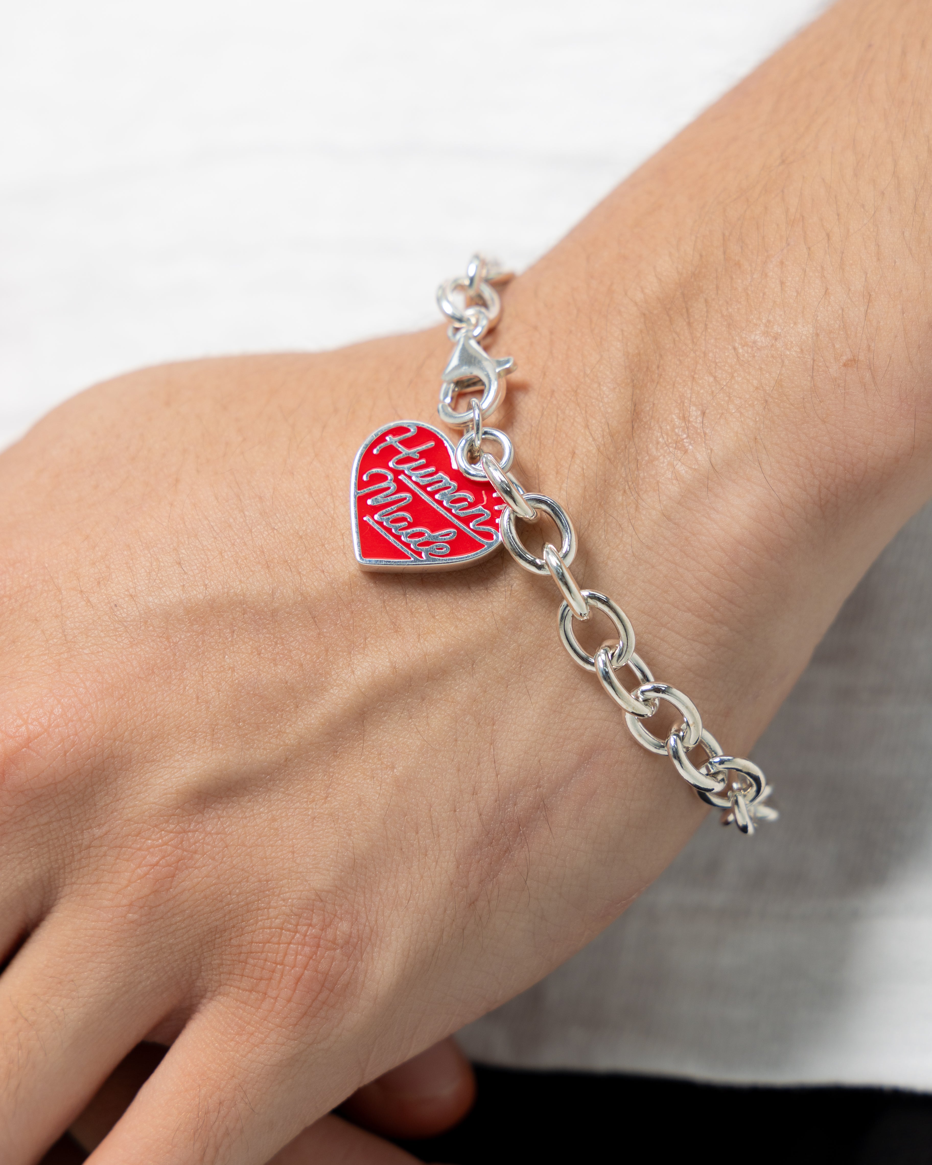 Human Made Heart Silver Bracelet | Red