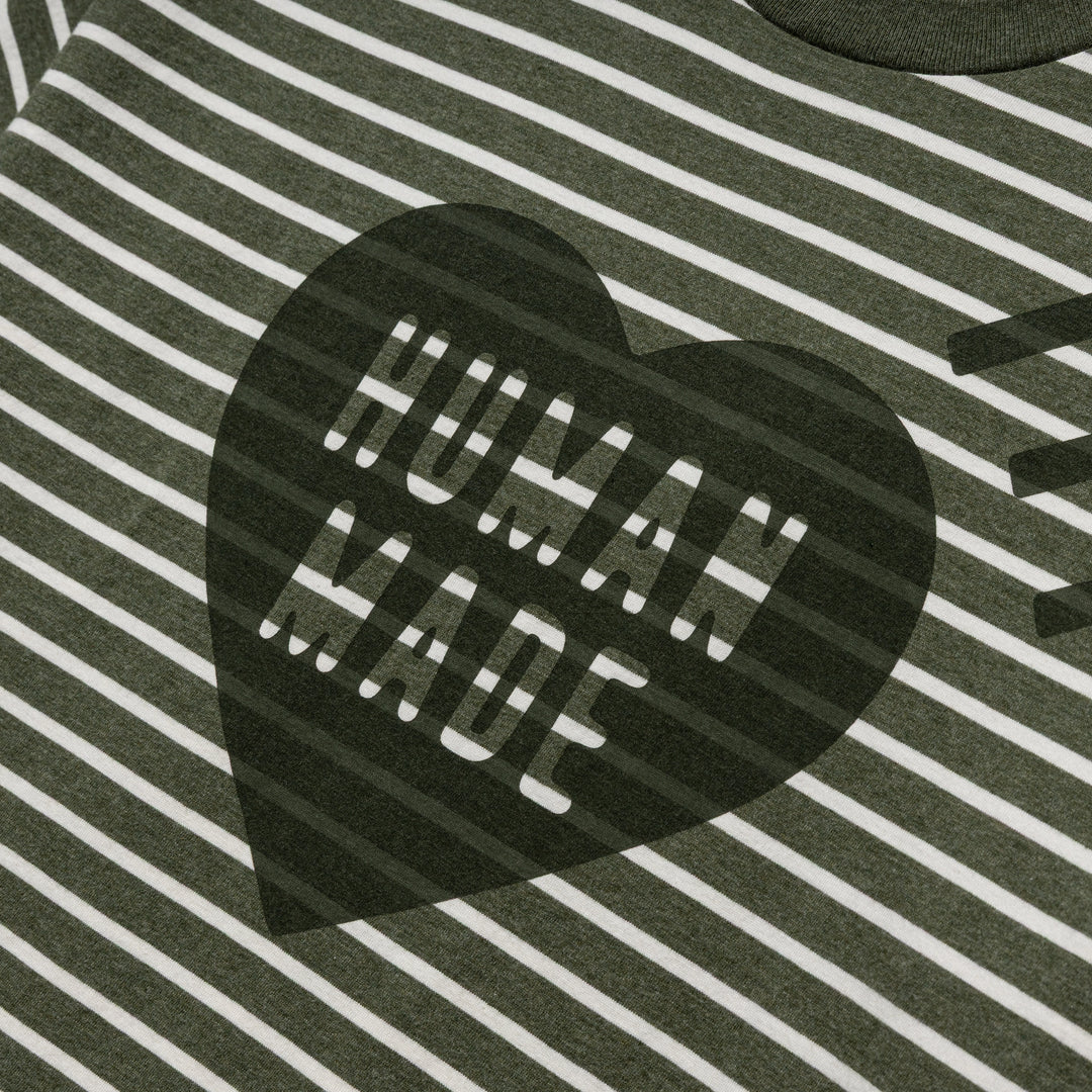 Heart Striped Tee | Olive
