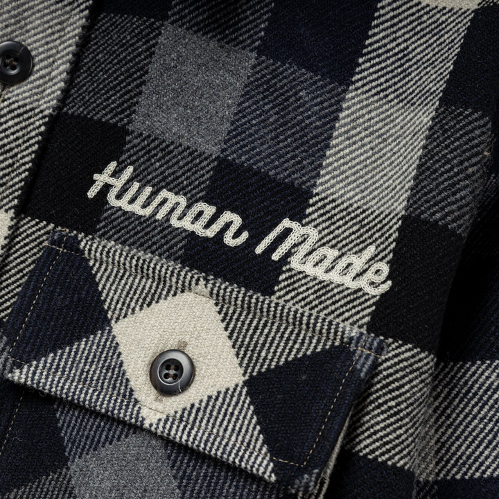 Wool Check Shirt Jacket | Black