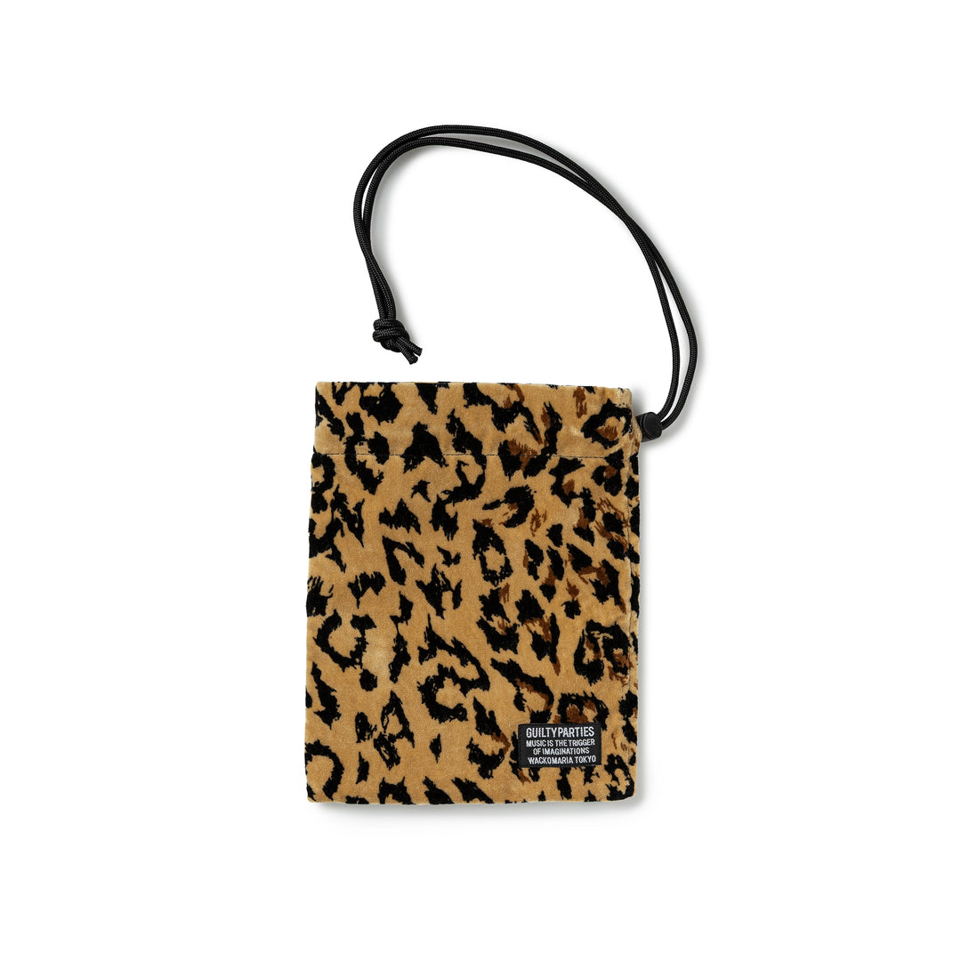 Wacko Maria Leopard Velvet Drawstring Bag | Beige Wacko Maria Leopard Velvet Drawstring Bag | Beige