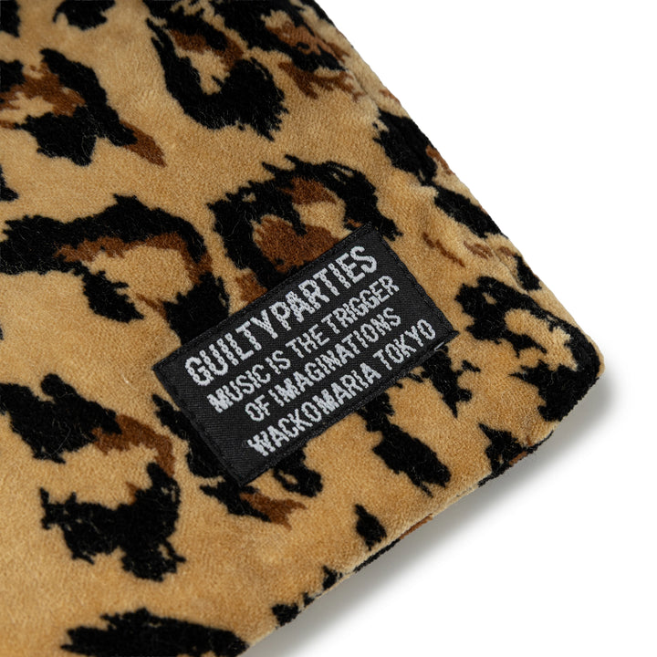 Leopard Velvet Drawstring Bag | Beige