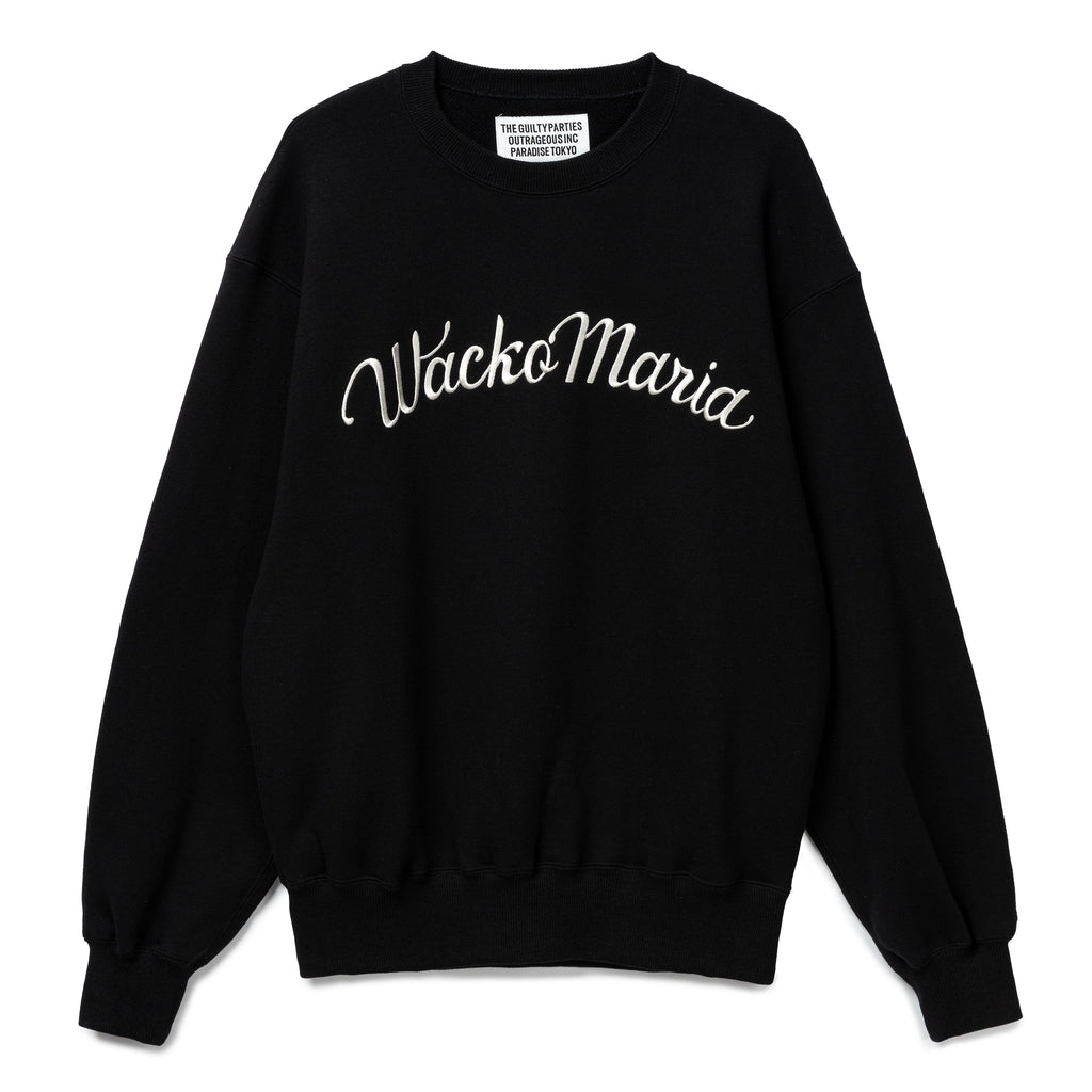 Wacko Maria Middle Weight Crew Neck Sweatshirt (Type-1) | Black