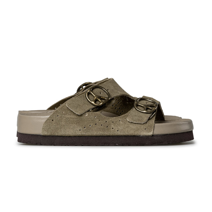Double Strap Sandal | Suede Taupe