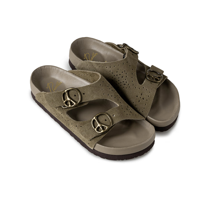 Double Strap Sandal | Suede Taupe