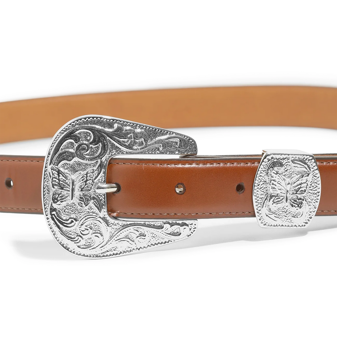 Leather Papillon Western Tip Belt | Brown