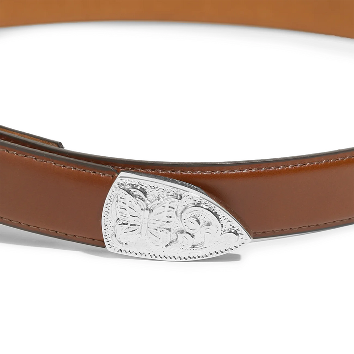 Leather Papillon Western Tip Belt | Brown