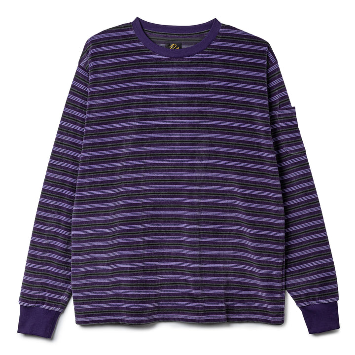 Stripe Velour Crewneck L/S Tee | Purple