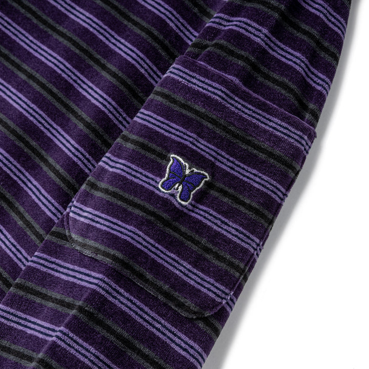 Stripe Velour Crewneck L/S Tee | Purple