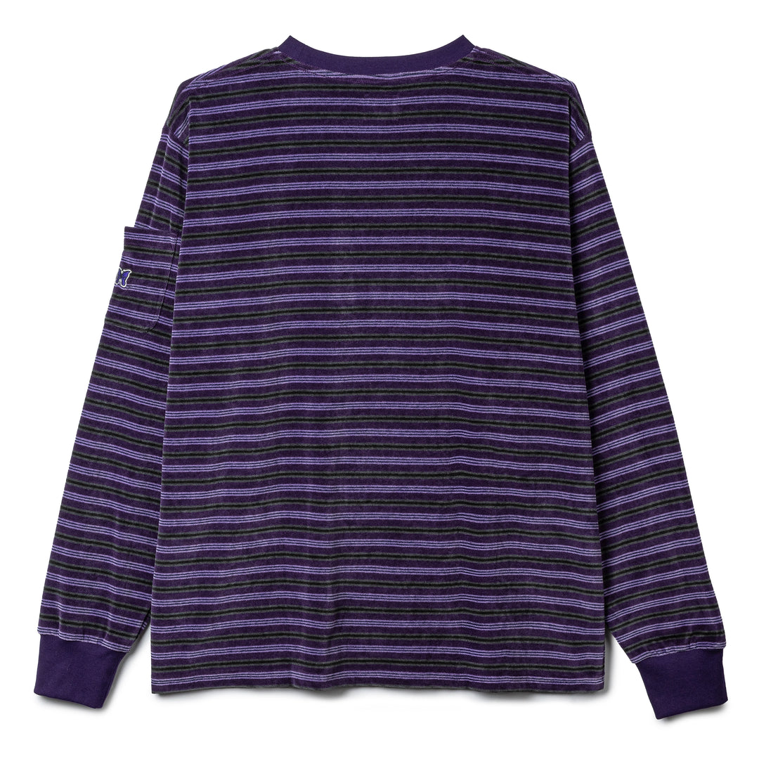 Stripe Velour Crewneck L/S Tee | Purple